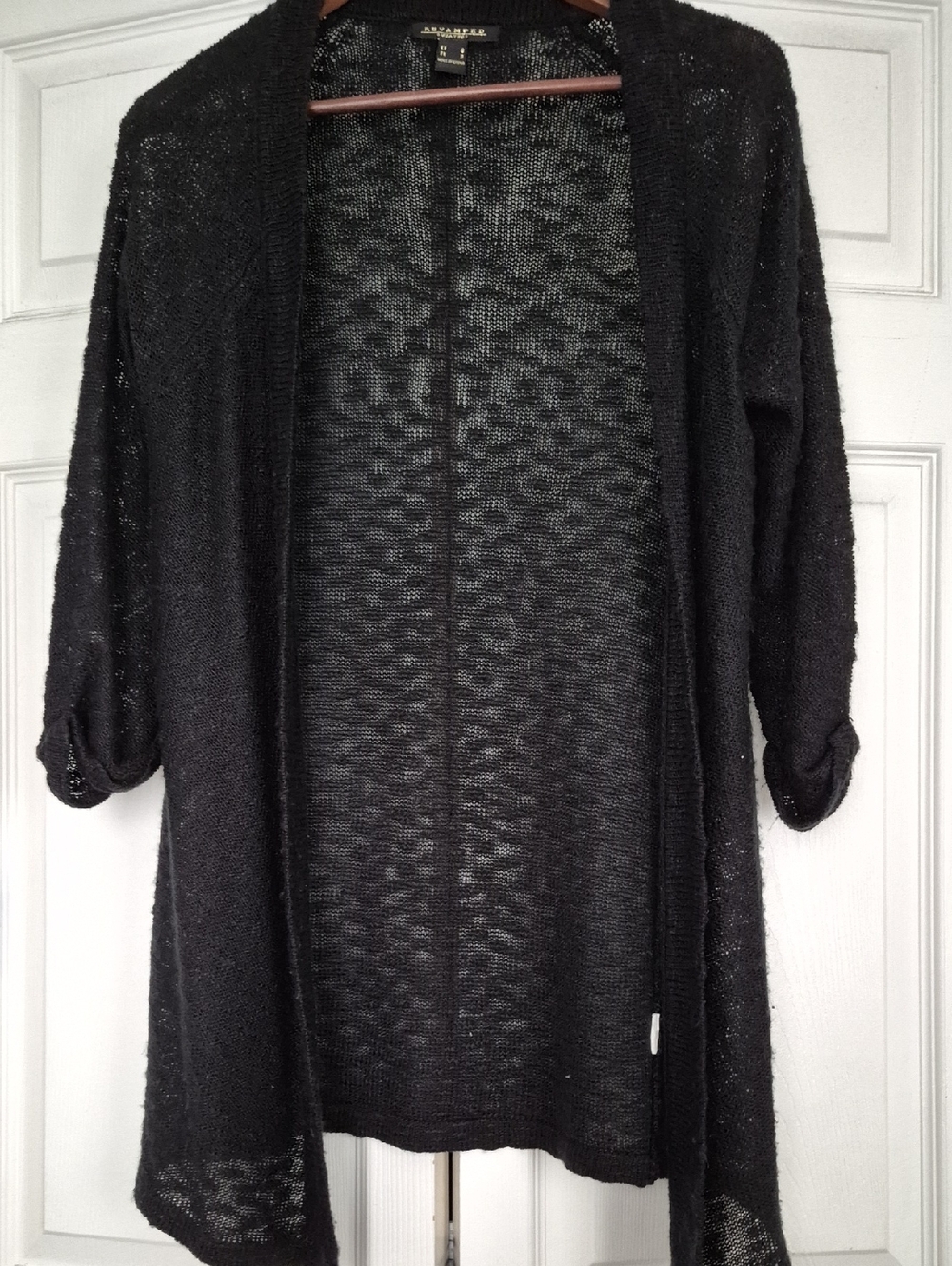 Revamped Black Open-Front Lightweight Cardigan